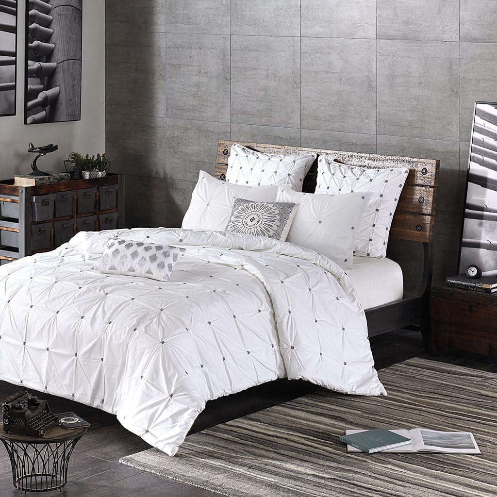 INK+IVY Sofia Cotton Modern Accent Throw Pillow, asual Embroidered Square Fashion Decorative Pillow, 20X20, Grey: Home & Kitchen
