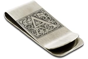 FlameReflection Stainless Steel Money Clip For Men Dad Boy Friend Father Floral Initial Letter Box Monogram Wallet Cash Card Holder