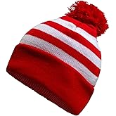 COUVER Unisex Red White Beanie Hat with or Without Pom Pom for Costume or Winter
