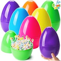 JOYIN Lot de 6 œufs de Pâques géants en plastique brillant de 25,4 cm à remplir vides pour friandises de Pâques, fête, chasse, salle de classe, prix, décoration