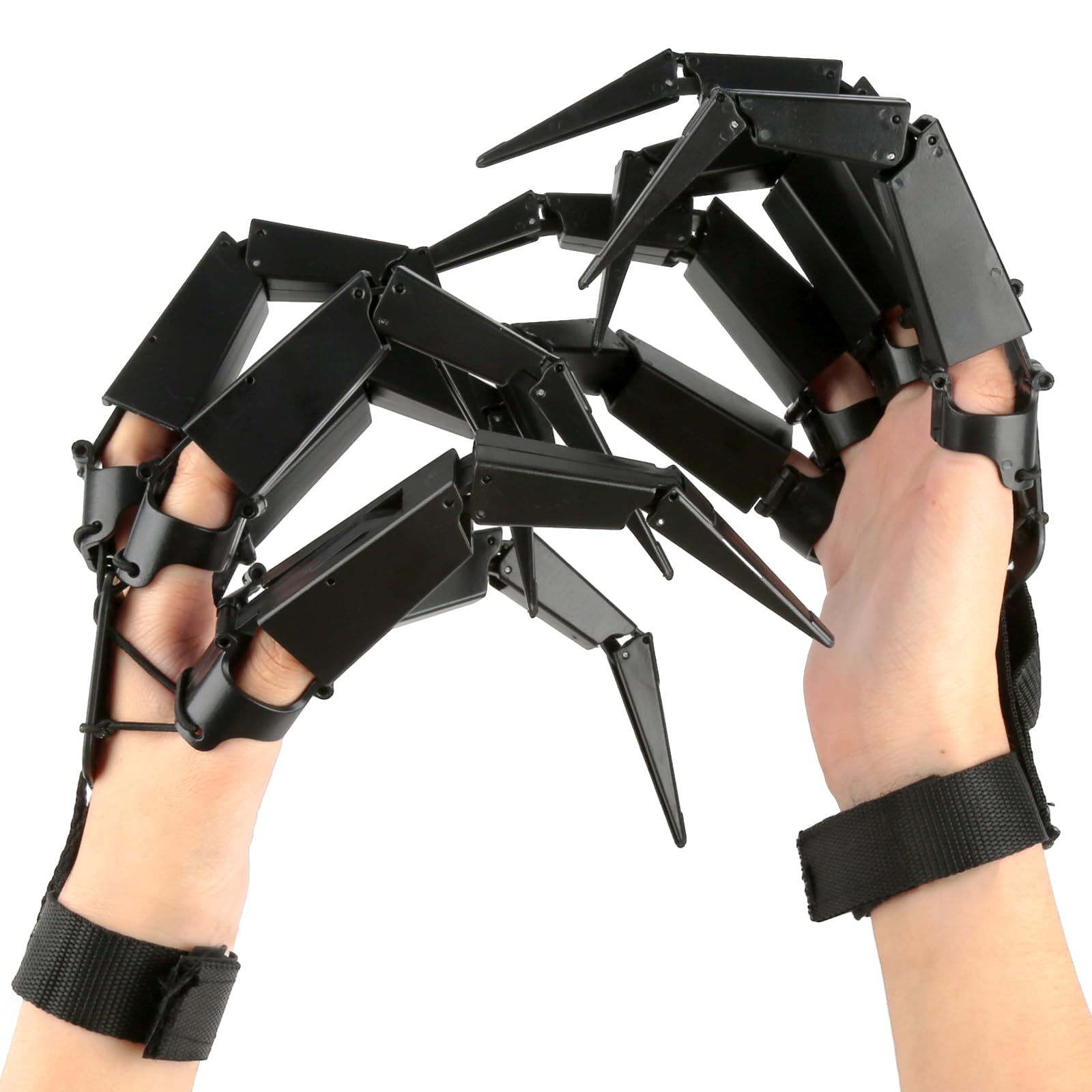 Akin 1 Pair Halloween Articulated Fingers Movable Joint Fingers Realistic Skeleton Hands for Halloween Props Decor Demon Claw for Halloween Decoration Party Horror Party Costume, Black