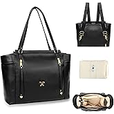 miss fong Diaper Bag Tote Leather Diaper Bag Backpack,Large Capacity Mommy Bag Hospital Bag,12 Pockets Travel Diaper Tote with Changing Pad,Stroller Straps & Insulated Pockets for Mom & Dad-Black