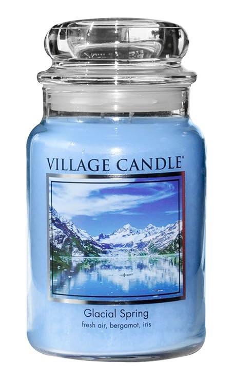 Village Candle Gletscherbrunne große Duftkerze im Glas, 737 g, blau 9.7 x 9.5 cm
