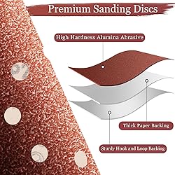 Szarint 100 PCS 60 Grit 5 Inch Sanding Discs, Hook