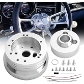 TEMSONE 5 &amp; 6 Hole Billet Steering Wheel Hub Adapter Compatible with 1969-1994 Chevrolet Chevy GM Flaming River Ididit Buick Jeep Pontiac Oldsmobile