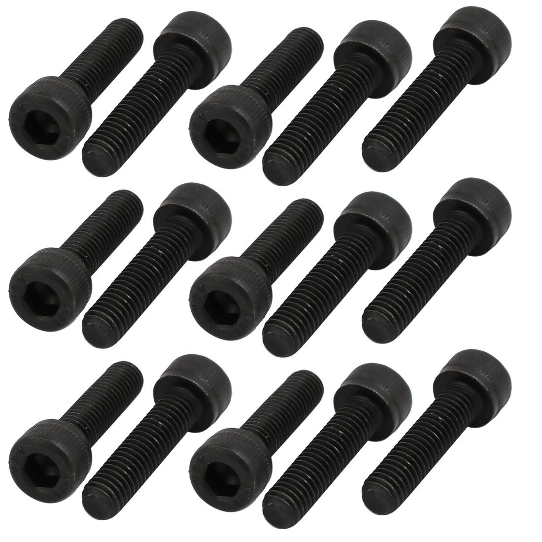 Sourcingmap 15pcs M6x20mm 12.9 Grade Hex Socket Cap Left Hand Thread Screw Bolt Black