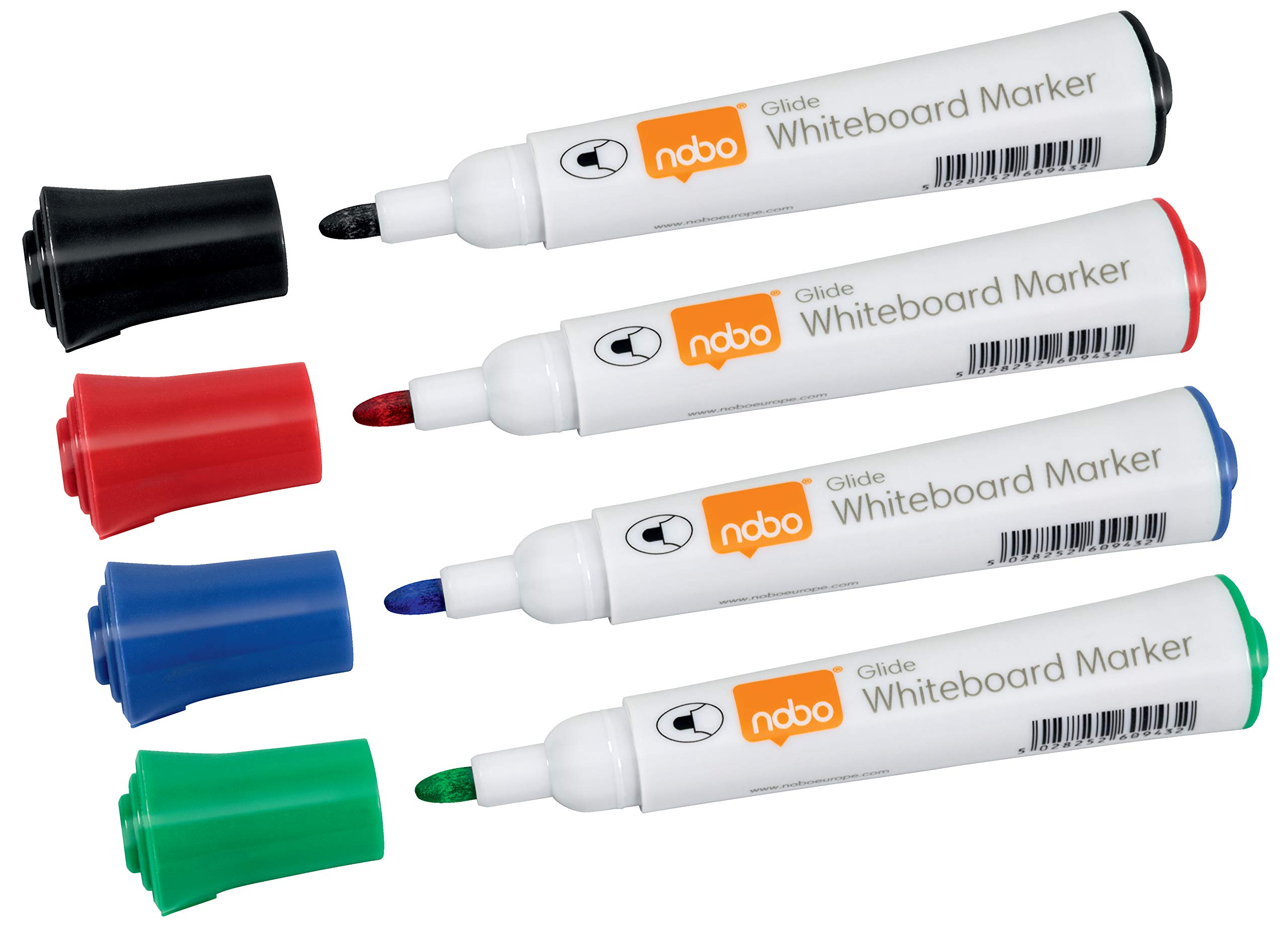 Nobo Glide Drywipe Whiteboard Pens, 2 mm Bullet Tip, Pack of 10, 1915268, Coloured