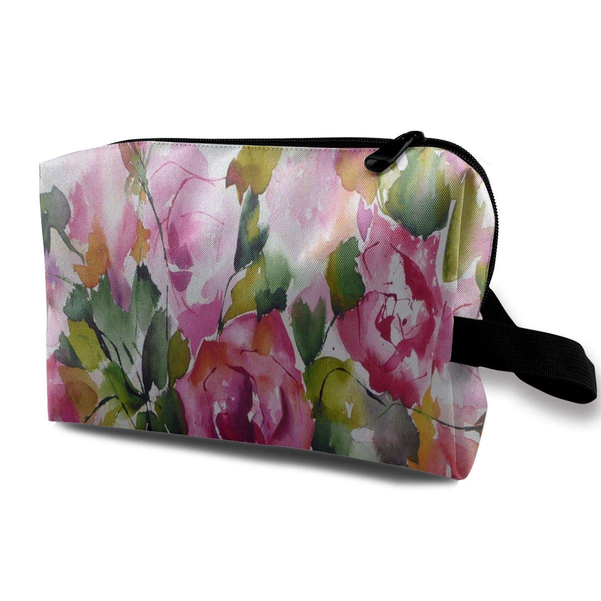 Makeup Bag Watercolor Painting Of Flowers Portable Travel Multifunction Cosmetic Bags Customized Case For Girls
