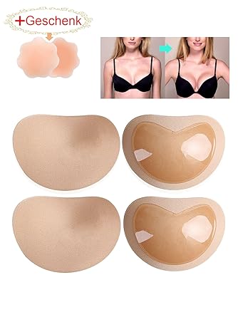 GARYOB BH Einlagen Pads Einsätze Silikon Herausnehmbare Push up Pads Brust Vergrößerung für Bikini & Badeanzug 2 Paare
