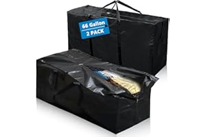 Elsjoy 2 Pack 66 Gallon Extra Large Moving Bags, 45 x 16 x 22 Inch Black XXL Storage Bags with Zippers & Handles, 250L Heavy 