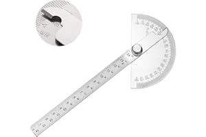 Stainless Steel Protractor 0-180° Angle Gauge with 140mm Ruler, Universal Angle Ruler for Painting & Drawing