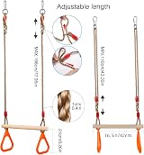 PELLOR Monkey Bars Trapeze Bar for Playground Swing Sets Orange view 2