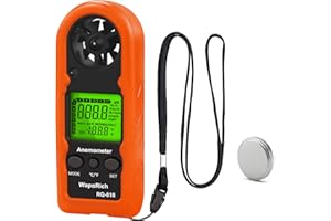 Handheld Anemometer WapoRich RQ-818, Digital LCD Backlight Wind Speed Meter Gauge Mini Anemometer for Measuring Wind Speed/Temperature Portable Anemometer for Surfing, Fishing, Meteorology ect.