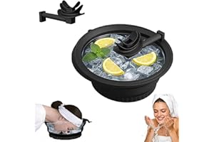 Ice Bath Face Bowl with Breathing Tube,Foldable Silicone Facial Cold Plunge Tub with Built-in ICES Tray, Lid,Breathing Tube &