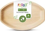 FOOGO Green 14x10 Disposable Palm Leaf Trays Large Oval 35x25 cm