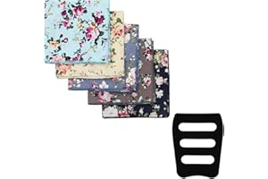 Mantieqingway Cotton Floral Handkerchiefs for Men 5 PCS Pocket Squares with 1 Holder, for Wedding Party Tuxedo Suit Jacket