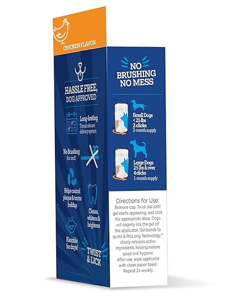 TWIST + LICK DENTAL GEL FOR DOGS, CLEANS TEETH AND FRESHENS BREATH FOR 24 HOURS, CHICKEN FLAVOR, 2 OZ, 30 DAY SUPPLY