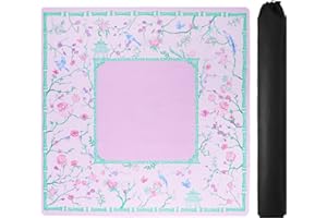 Purple and Green Mahjong Mat (31.5” x 31.5”) with Black Carrying Bag, Anti-Slip, Noise-Reducing Table Cover for Mahjong, Poke