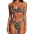 SUUKSESS Women High Waisted Thong Bikini Set Reversible String 2 Piece Swimsuit
