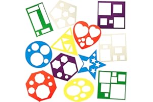 TENARE 12 Pieces Geometric Stencils Template Set for Kids Children Simple Drawing Stencils Colorful Art Painting Template for Toddlers Preschooler Learning Tool (Cute Colors,4.9 x 5.1 Inch)