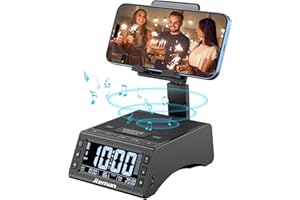 JTEMAN Gifts for Men Women,Cell Phone Stand with Wireless Bluetooth Speaker,Adjustable Cool Tech Kitchen Gadgets,Unique Birthday Gift Idea for Him, Husband, Boyfriend（Black）