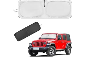 UKTOP Sun Shade for Jeep Wrangler Windshield 2018-2024 Sunshade JL JLU Sahara Gladiator Rubicon - 4 Layer Sun Visor Cover 240T Window Shade Blocks UV Rays Car Accessories