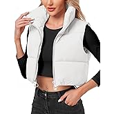 Polu Women's Cropped Puffer Vest Jacket Sleeveless Winter High Stand Collar Lightweight Vest for Women with Zip Gilet