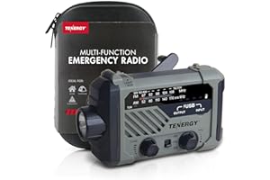 Tenergy Multifunctional Hand Crank Weather Radio with LED Flashlights, SOS Alarm, Cell Phone Charger, AM/FM/NOAA Radio Frequencies, Ideal for Emergencies