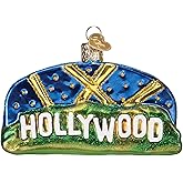 Old World Christmas Hollywood Sign Glass Blown Ornament for Christmas Tree, Handcrafted Holiday Decoration, Landmark Collection