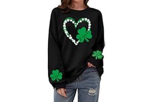OCURHU St Patricks Day Sweatshirt Women Long Sleeve St Pattys Shirt Funny Irish Shamrock Graphic Pullover Top