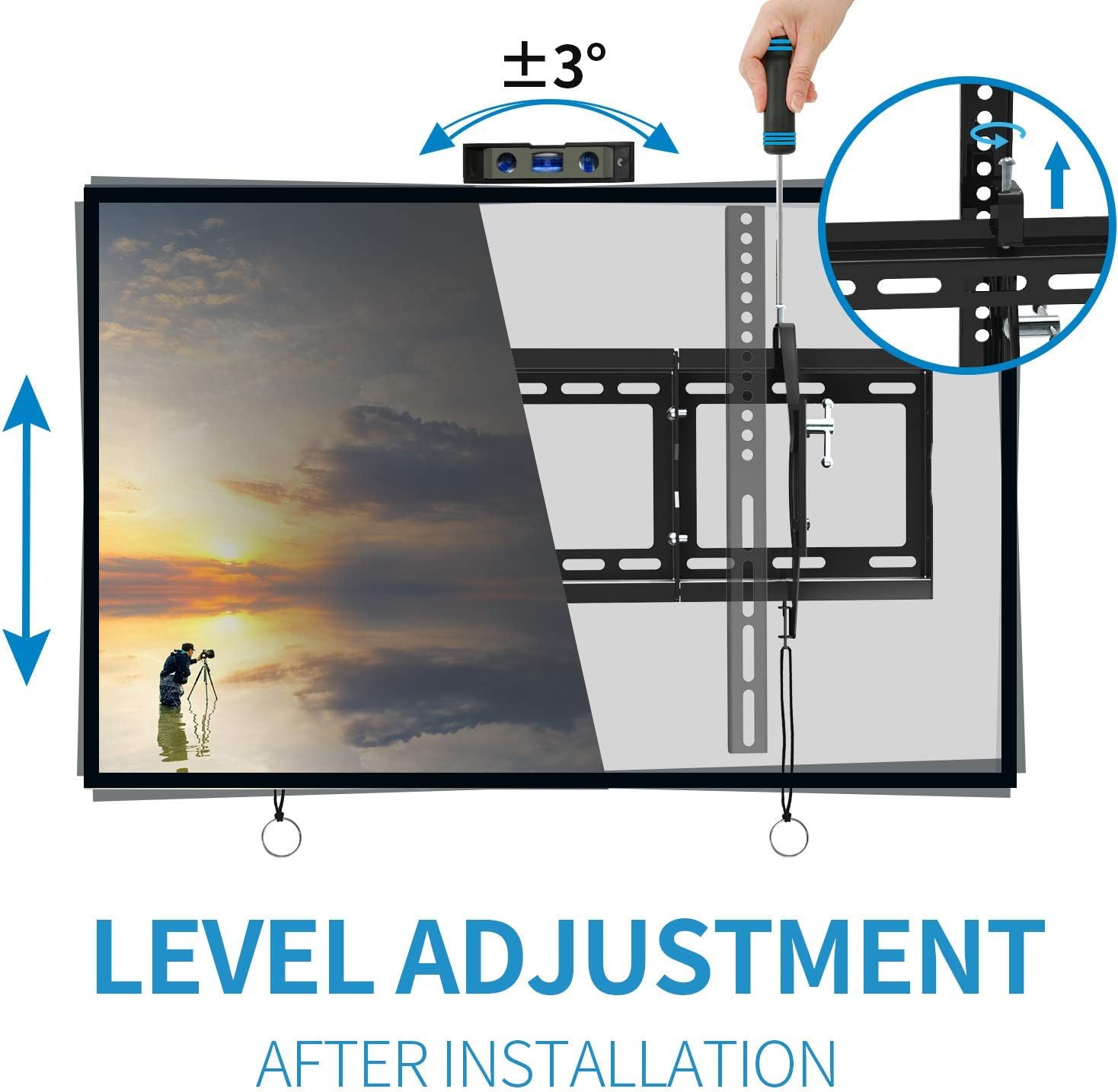 Everstone Adjustable Tilt TV Wall Mount Bracket for Most 32-80 Inch LED,LCD,OLED,Plasma Flat Screen,Curved TVs,Low Profile,Up To VESA 600x400 and 165 LBS,Includes HDMI Cable and Level,Fits 16",18",24": Electronics