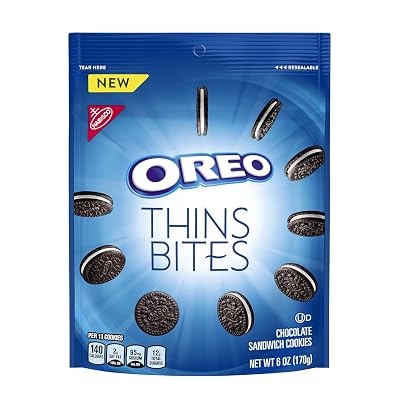 OREO Thins Bites Chocolate Sandwich Cookies, Original Flavor, 1 Resealable 6 oz Pack