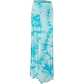 Lock and Love Women's Casual High Waist Solid/Tie Dye Fold Over Flowy Long Maxi Skirt
