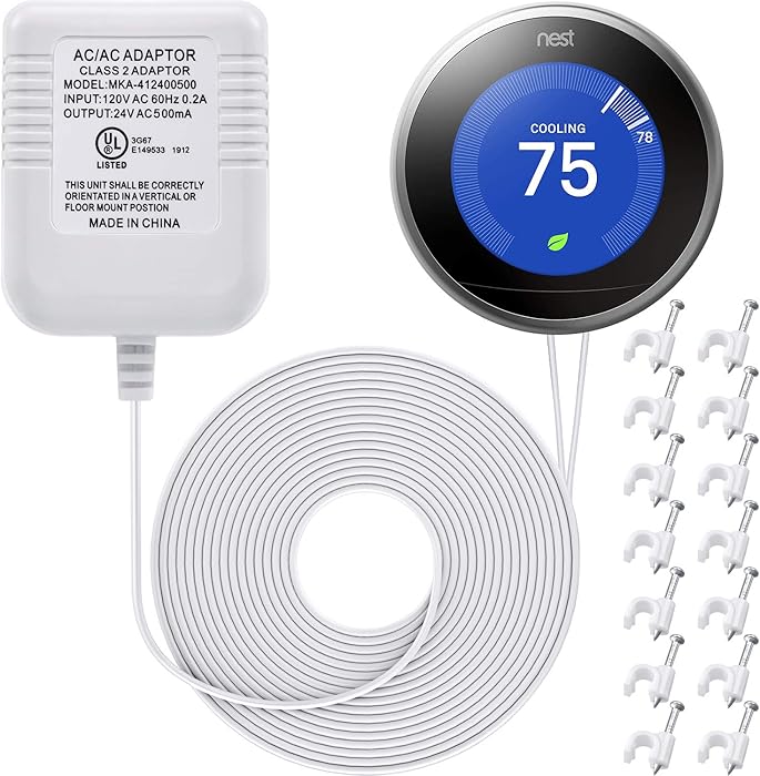 C Wire Adapter for Thermostats 24 Volt Transformer Compatible with Nest Honeywell Ecobee Emerson Sensi Smart Wifi Thermostat (White)