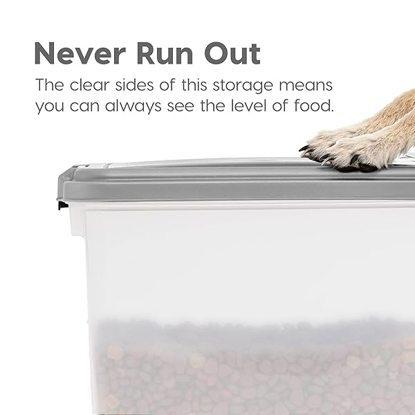 IRIS USA 30 LBS & 11 LBS COMBO AIRTIGHT DOG FOOD STORAGE CONTAINER, STACKABLE TREAT BOX, 2-CUP SCOOP, WHEELS, KEEP FRESH, EASY MOBILITY, SILVER