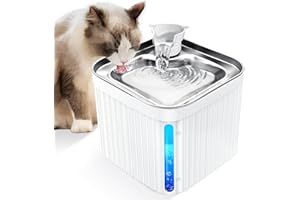 PUPMATE Premium Cat Water Fountain: 2.2L/74oz Automatic Dispenser with Stainless Steel Lid, Ultra-Quiet Pump, LED Light, and Water Level Window,Stylish Cat-Themed Design, Ideal for Cats and Dogs Indoor
