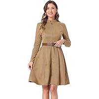 Vestido Midi Estampado Floral Allegra K Otón Abajo De Solapa Vintage Para Mujeres Púrpura L | En Línea