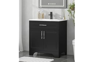 YOURLITE 30" Bathroom Vanity with Sink Combo, Modern Bathroom Storage Cabinet Set with Tip-Out Drawer and 2 Soft Closing Door, Ceramic Undermount Sink, Without Faucet, Black
