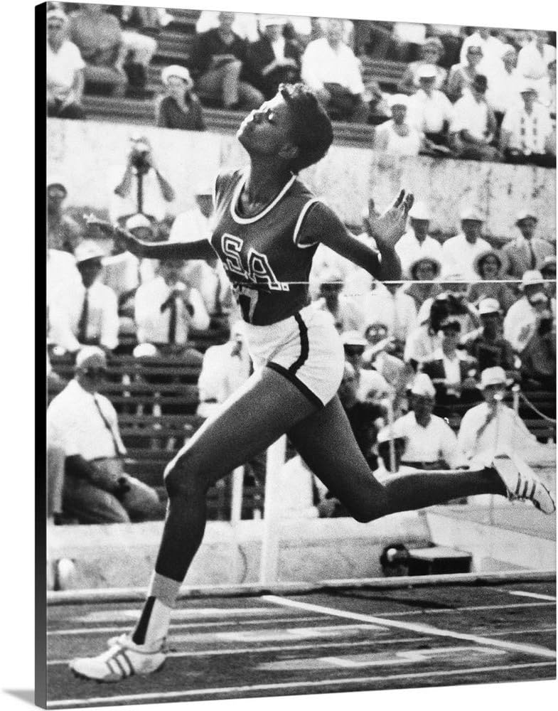 Wilma Rudolph Winning The 100 Meter Dash in The 1960 Summer Olympics in Rome Canvas Wall Art Pr.