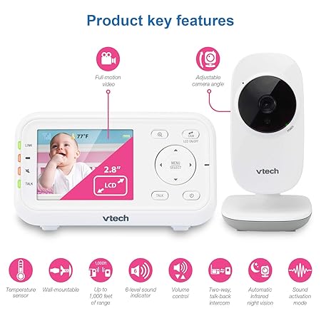 Vtech Vm3252 Video Baby Monitor With 1000ft Long Range Auto Night Vision 2 8 Screen 2 Way Audio Talk Temperature Sensor Power Saving Mode Lullabies And Wall Mountable Camera With Bracket Baby Amazon Com Vtech Vm3252 Video Baby Monitor With 1000ft Long Range Auto Night Vision 2 8 Screen 2 Way Audio Talk Temperature Sensor Power Saving Mode Lullabies And Wall Mountable Camera With Bracket Baby Amazon Com