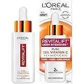 L'Oréal Paris 12% Pure Vitamin C Brightening Face Serum with Vitamin E & Salicylic Acid for Antioxidant Protection & Less Vis