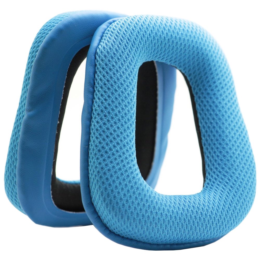 Ear Pads Replacement for Logitech G35 G935 G933S G933 G930 G635 G633S G633 G533 G433 G432 G431 G430 G332 G233 G231 G230 Gaming Headset by MMOBIEL - Mesh Fabric Ear Pad Cushions Earpads - Blue