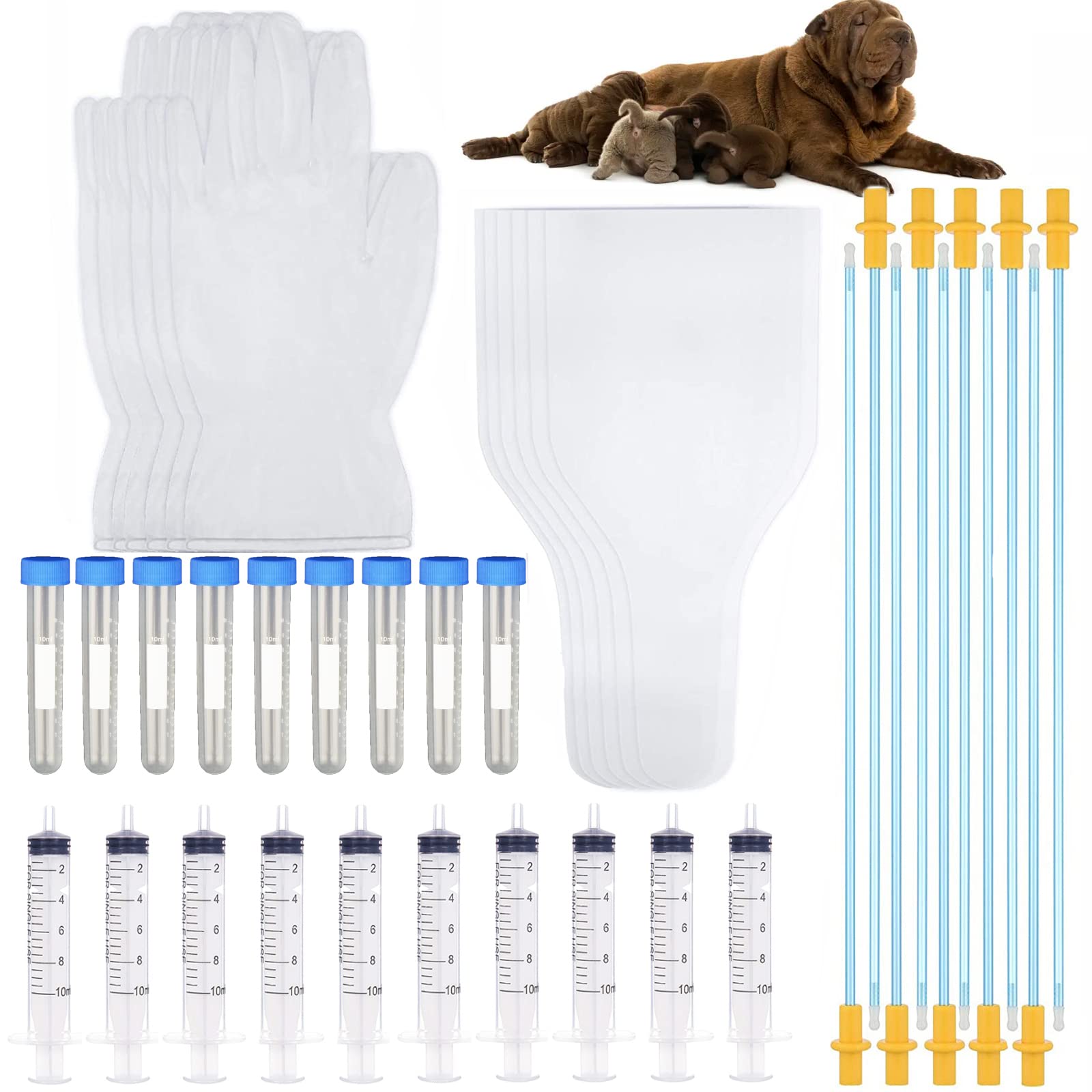 BOW CALICO 10 Set Canine Breeding Kit,Dog Breeding Supplies,Pet Artificial Insemination Kit,Dog Breeding Kit for Small and Medium Pets