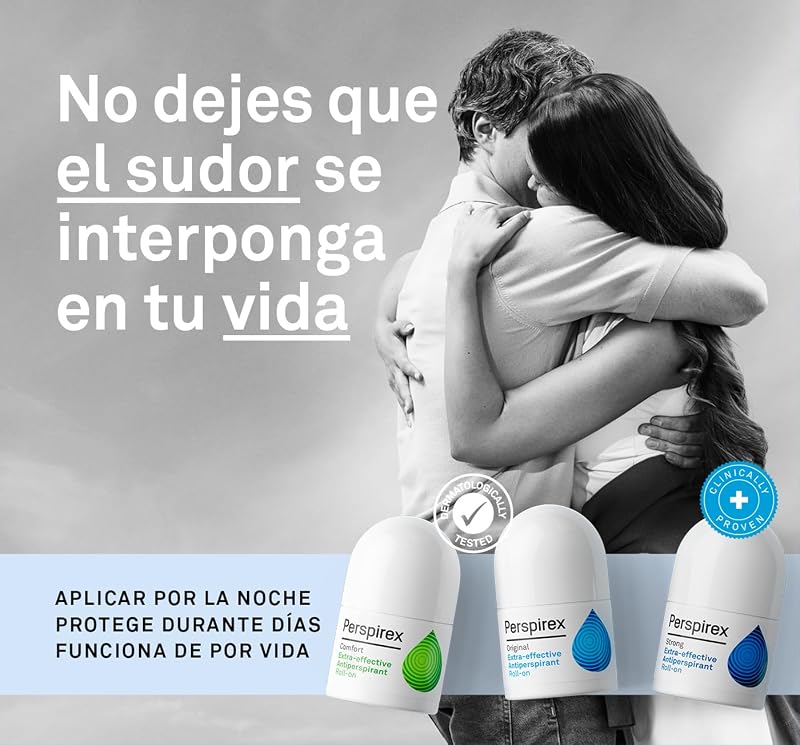® | Perspirex Comfort | Desodorante Antitranspirante Axilas Roll on para pieles delicadas con efecto anti sudor duradero hasta 3 días | Controla el sudor y el olor cuidando tu piel | 20 Ml