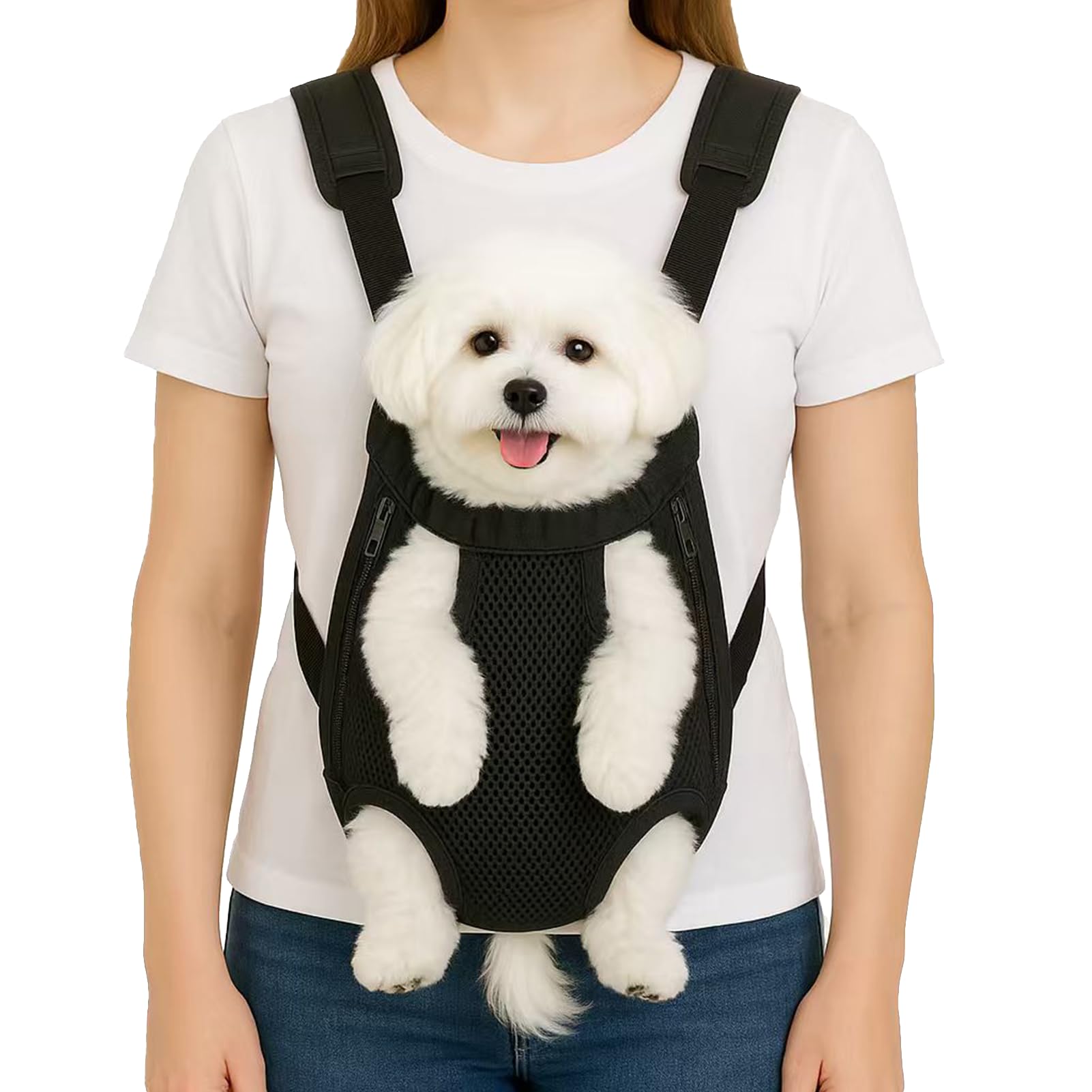 Photo 1 of Dog Backpack Carrier, Adjustable Pet Front Carriers, Legs Out Carrying Sling Travel Bag for Small Medium Dogs 4-7 Lbs, Soft Wearable Puppy Chest Carry Backpacks for Walking/Hiking/Camping/Traveling