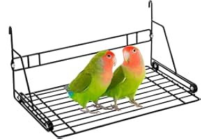 Okllen Bird Perch Stand, Bird Cage Platform Wire Patio Sundeck Playground for Parrots Cockatiels and Small Birds, 12" Lx8 W