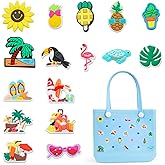 QTKJ 16 Pcs Charms for Bogg Bag, Rubber Summer Decoration for Bogg Bag Accessories, Compatible with Women Beach Bag Tote Handbag