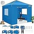 COBIZI 10x10 Pop Up Canopy Tent with 4 Removable Sidewalls 2.0, Waterproof Commercial Instant Gazebo Tent Outdoor Canopy Tents for Party/Exhibition/Picnic with Carry Bag,4 Stakes & Ropes (Blue)