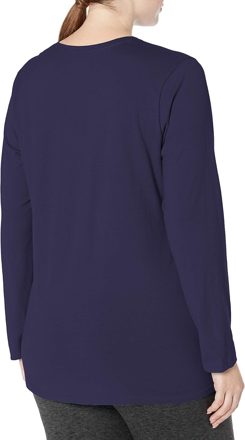 JUST MY SIZE Women's Plus Size Vneck Long Sleeve Tee at  Women’s Clothing store