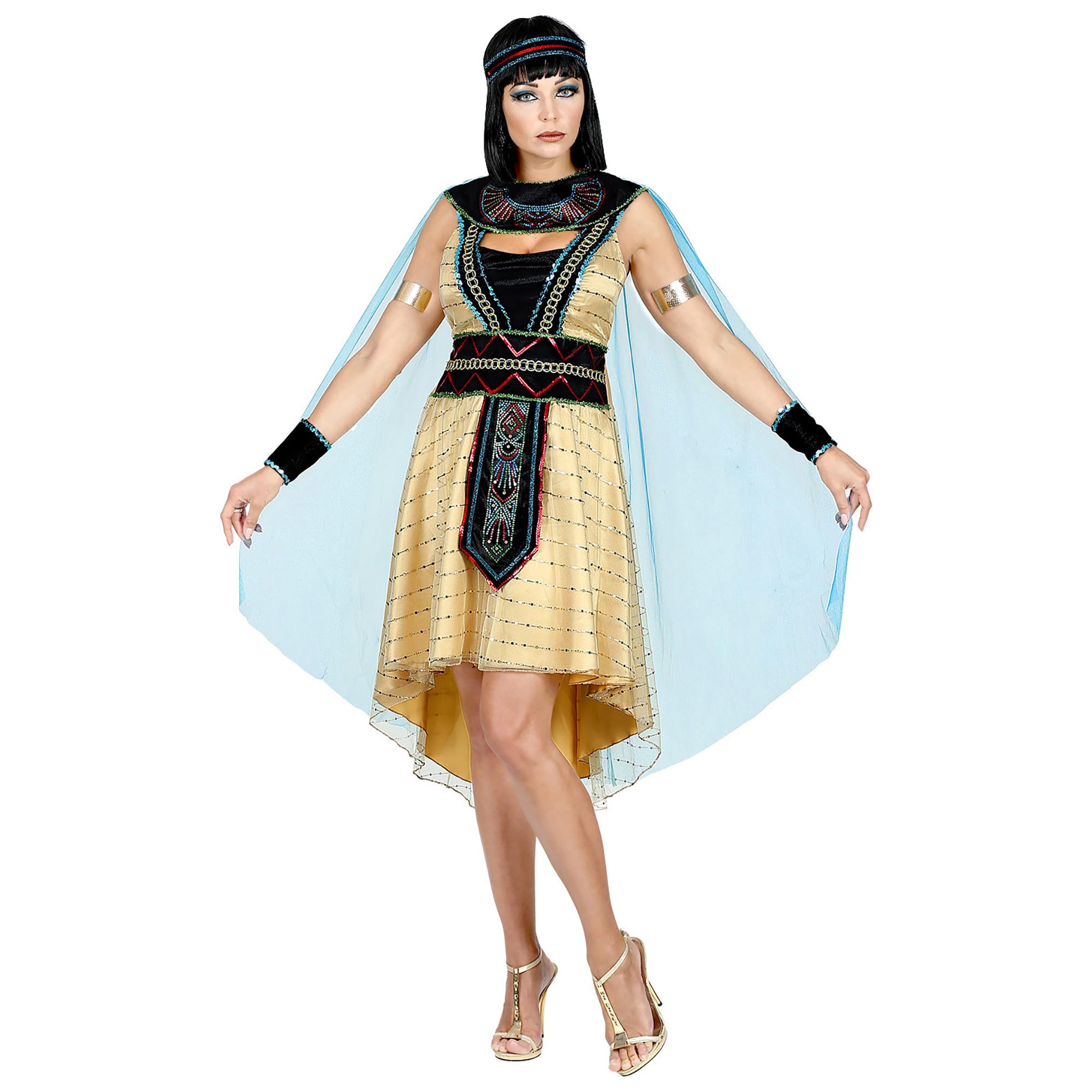 Widmann 08049 – Egyptian Lord Costume, Dress with Cape, Arm Warmers, Headband, Antique, Goddess, Pharaohs, Theme Party, Carnival